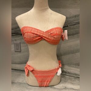 Robin Piccone Coral Print Bandeau Bikini